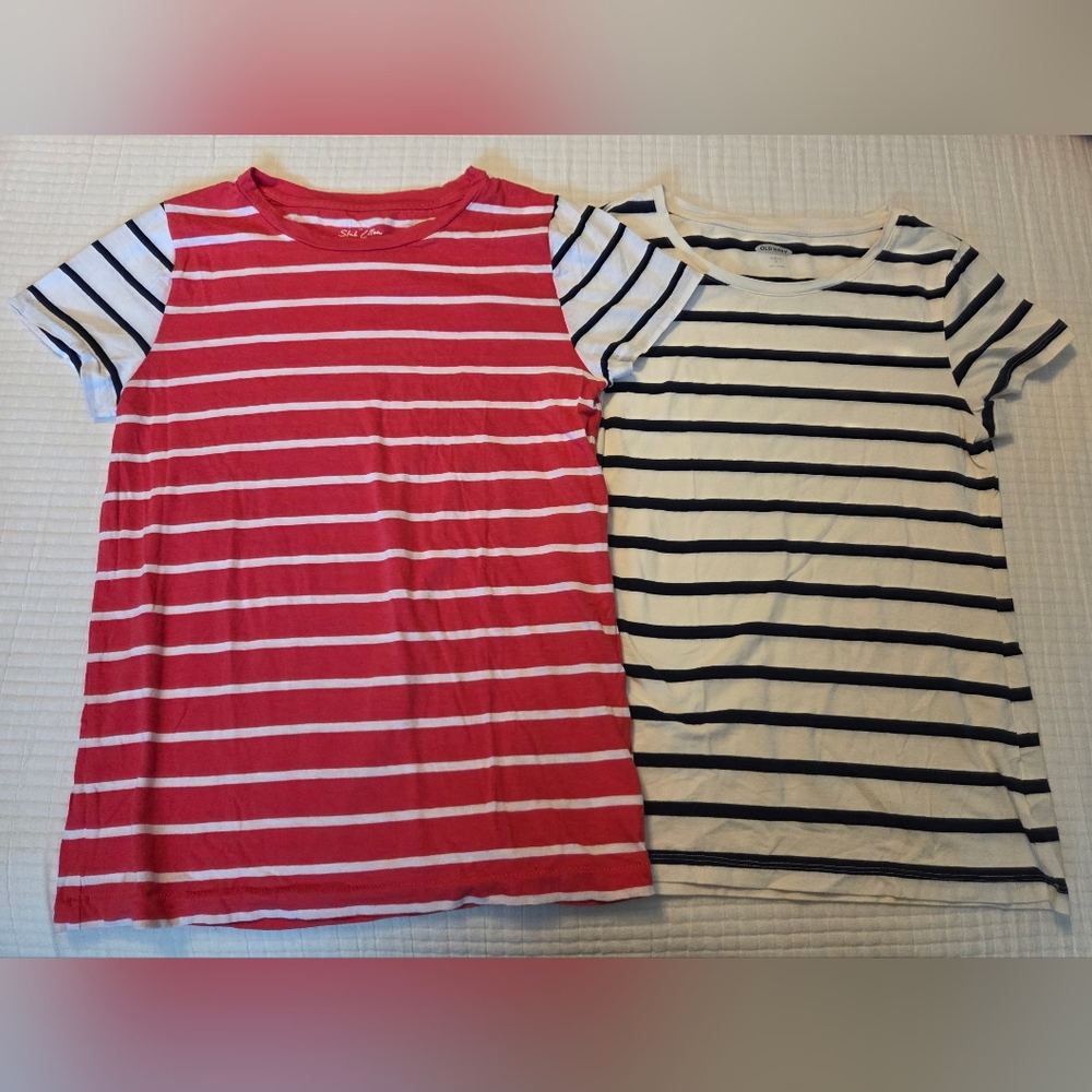 Women's Striped Short Sleeve Tee Bundle. 2 Short Sleeve Tees
